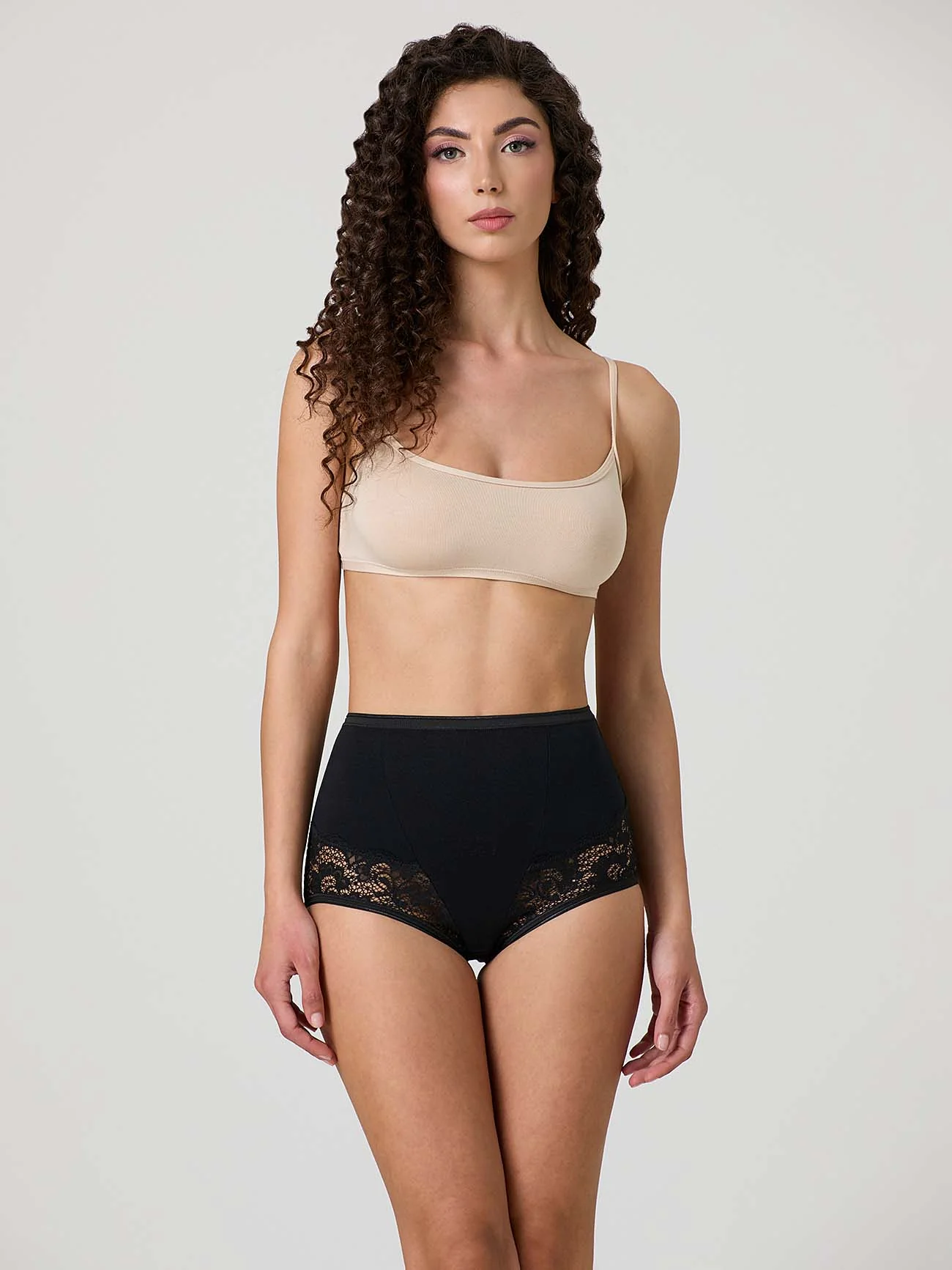Culotte in cotone elasticizzato con pizzo frontale - Image 6