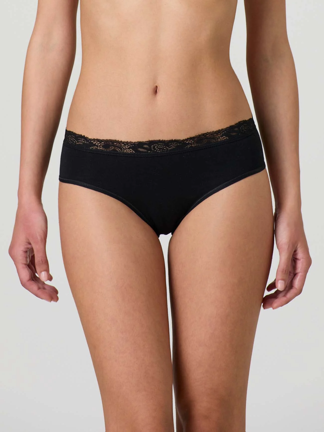 Slip in cotone elasticizzato con pizzo fascia superiore - Image 2
