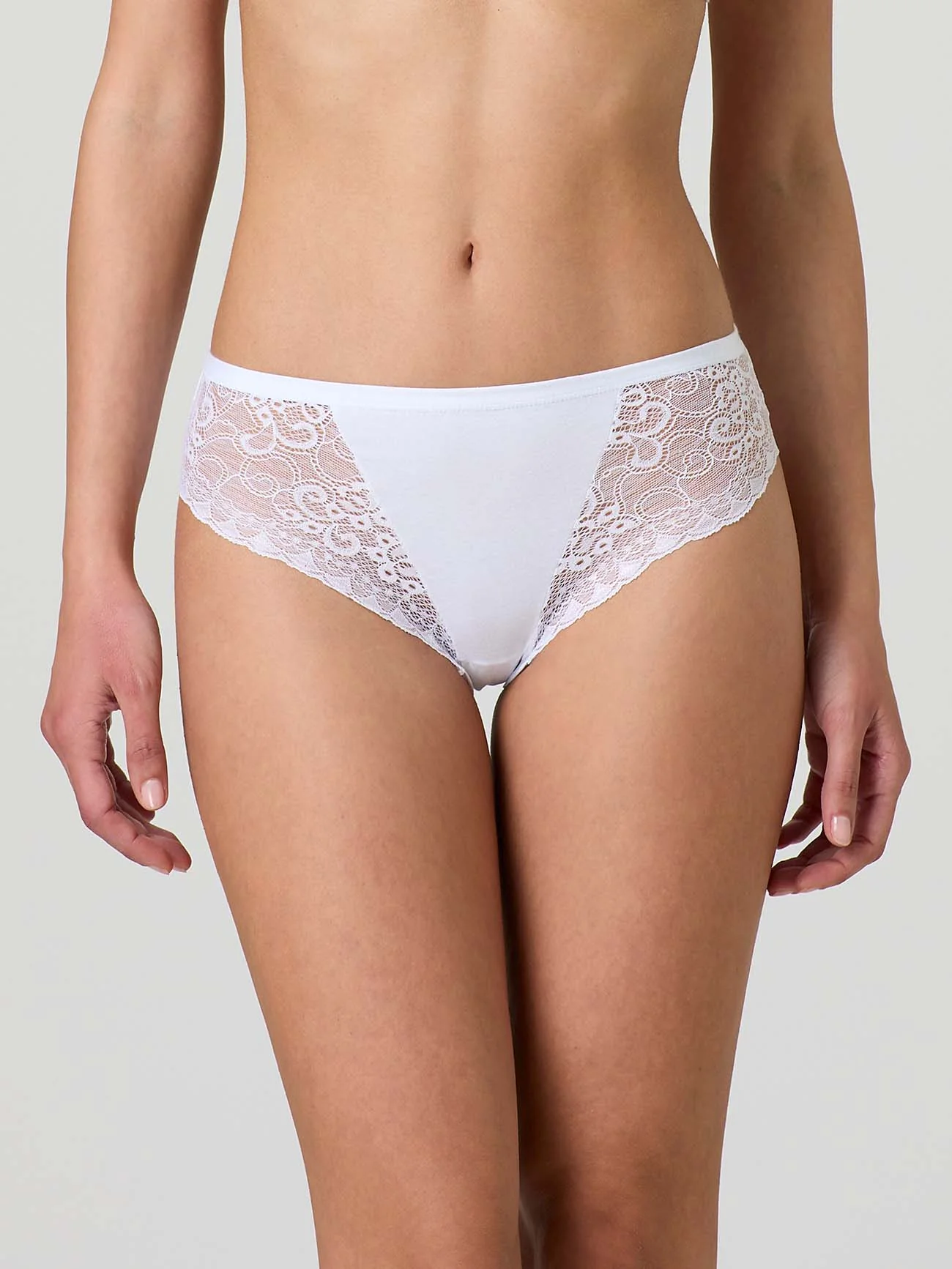 Slip in cotone elasticizzato con pizzo frontale - Image 2