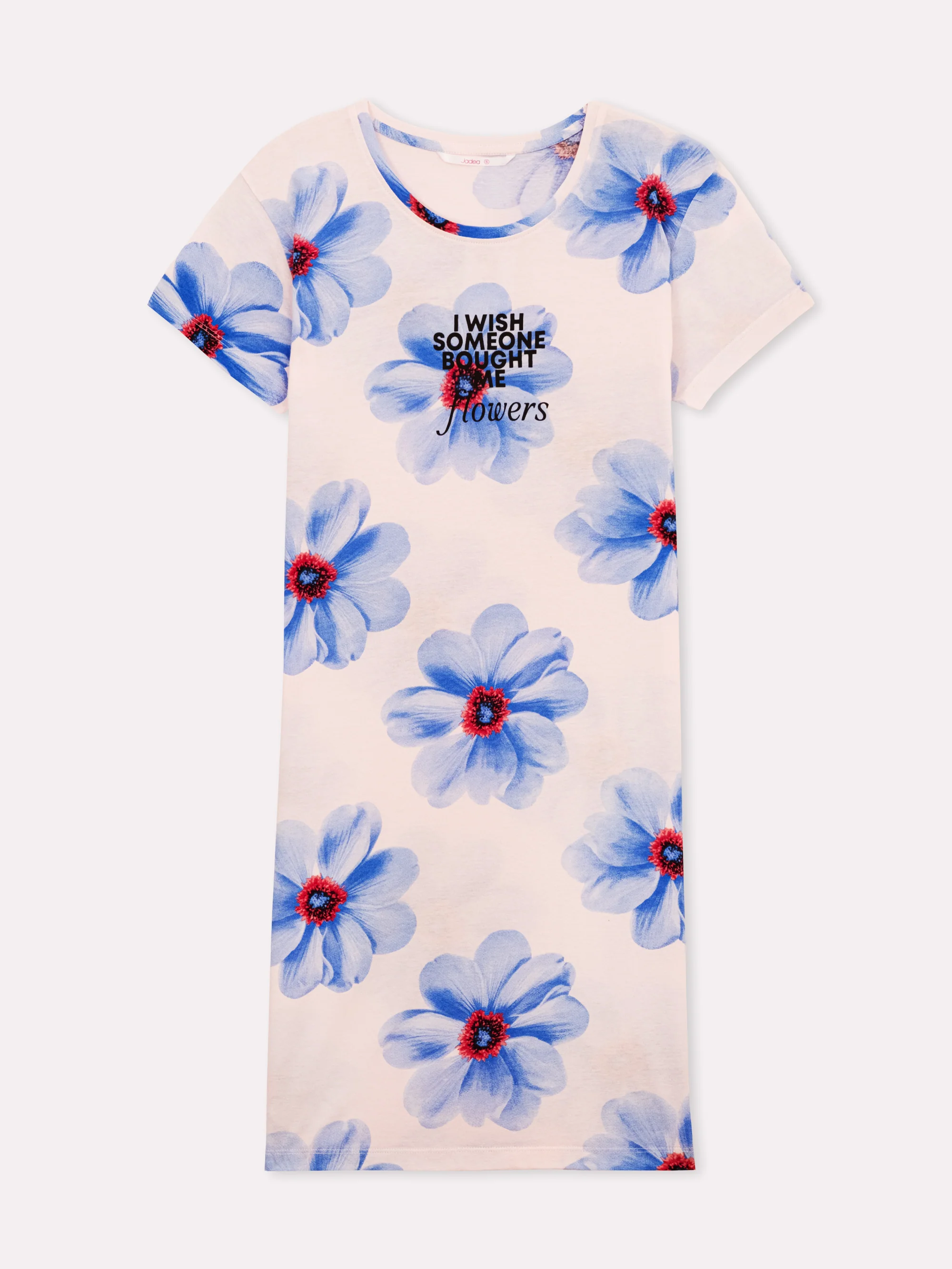Maxi maglia 100% cotone stampa fiore serie stracciatella - Image 4