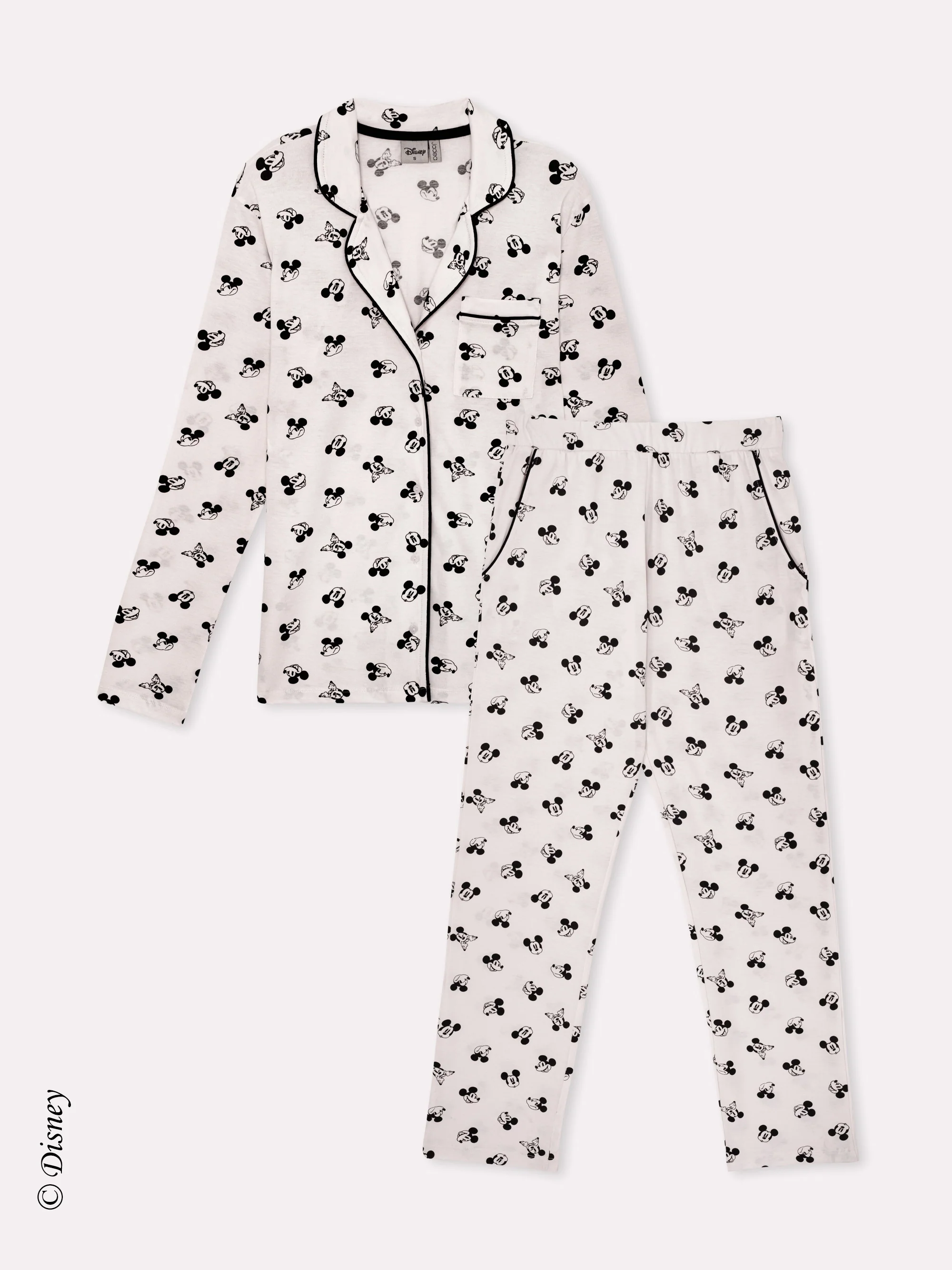 Pigiama aperto in cotone stampa Mickey Mouse con inserti serie Disney - Image 4