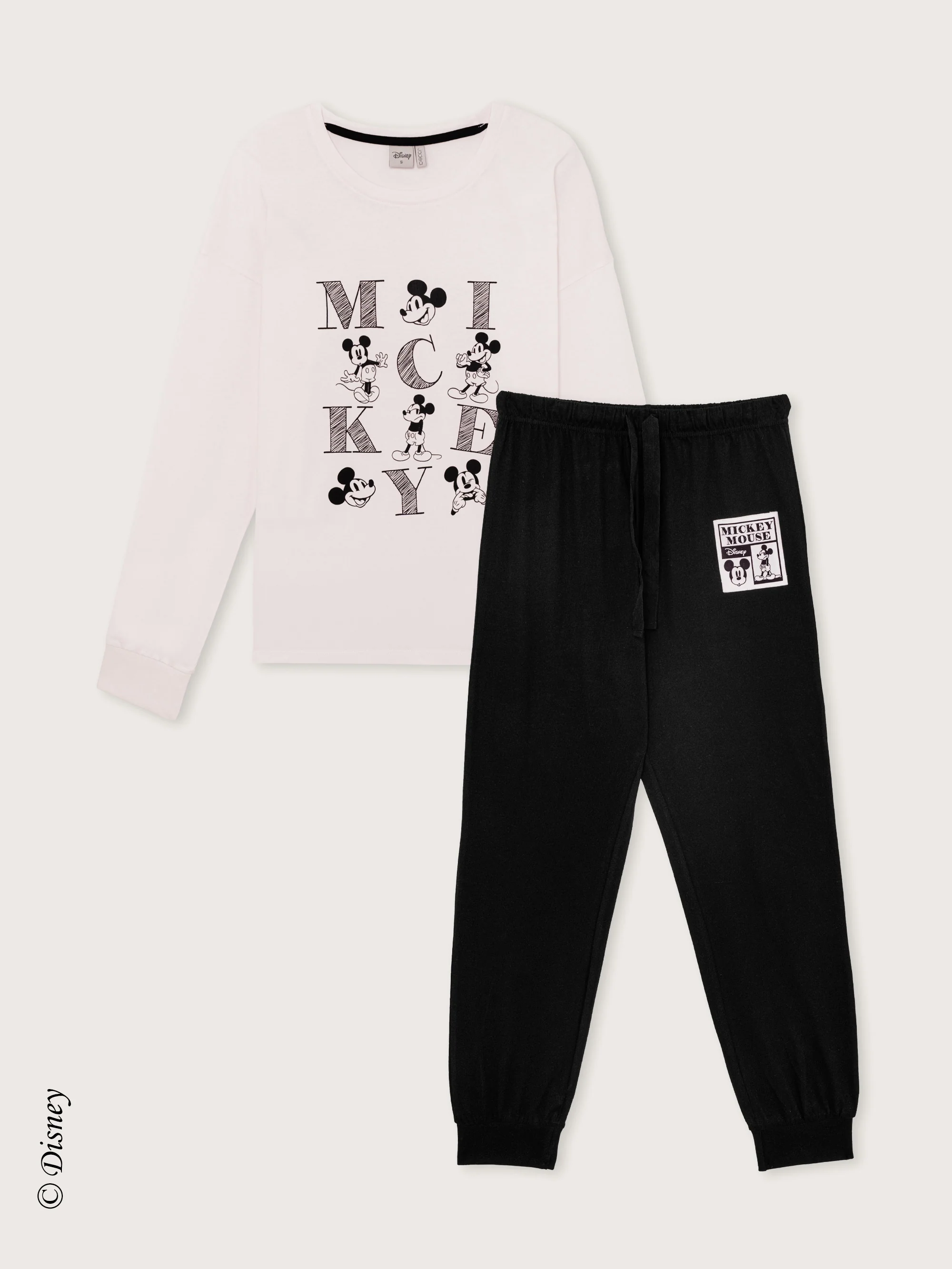 Pigiama lungo in cotone stampa Mickey Mouse serie Disney - Image 4