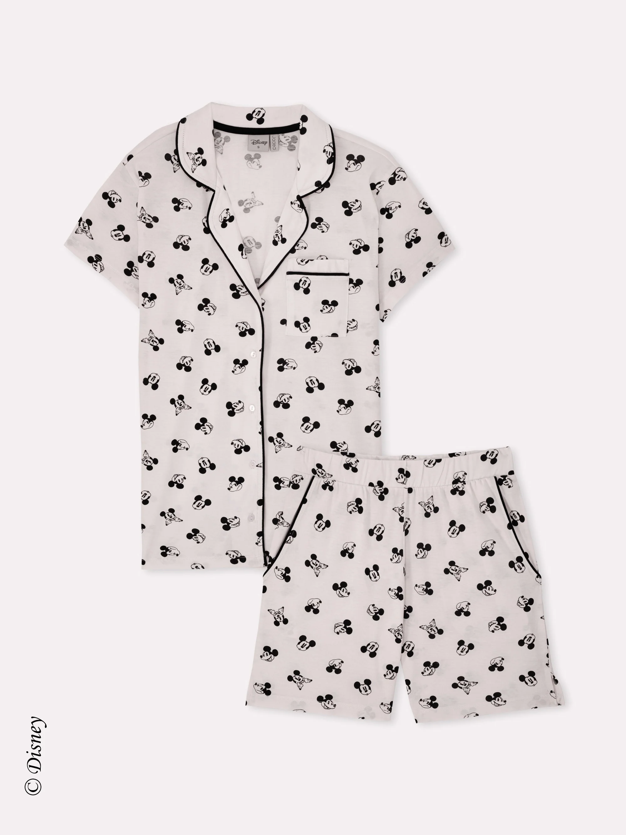 Pigiama corto aperto in cotone stampa Mickey Mouse serie Disney - Image 4