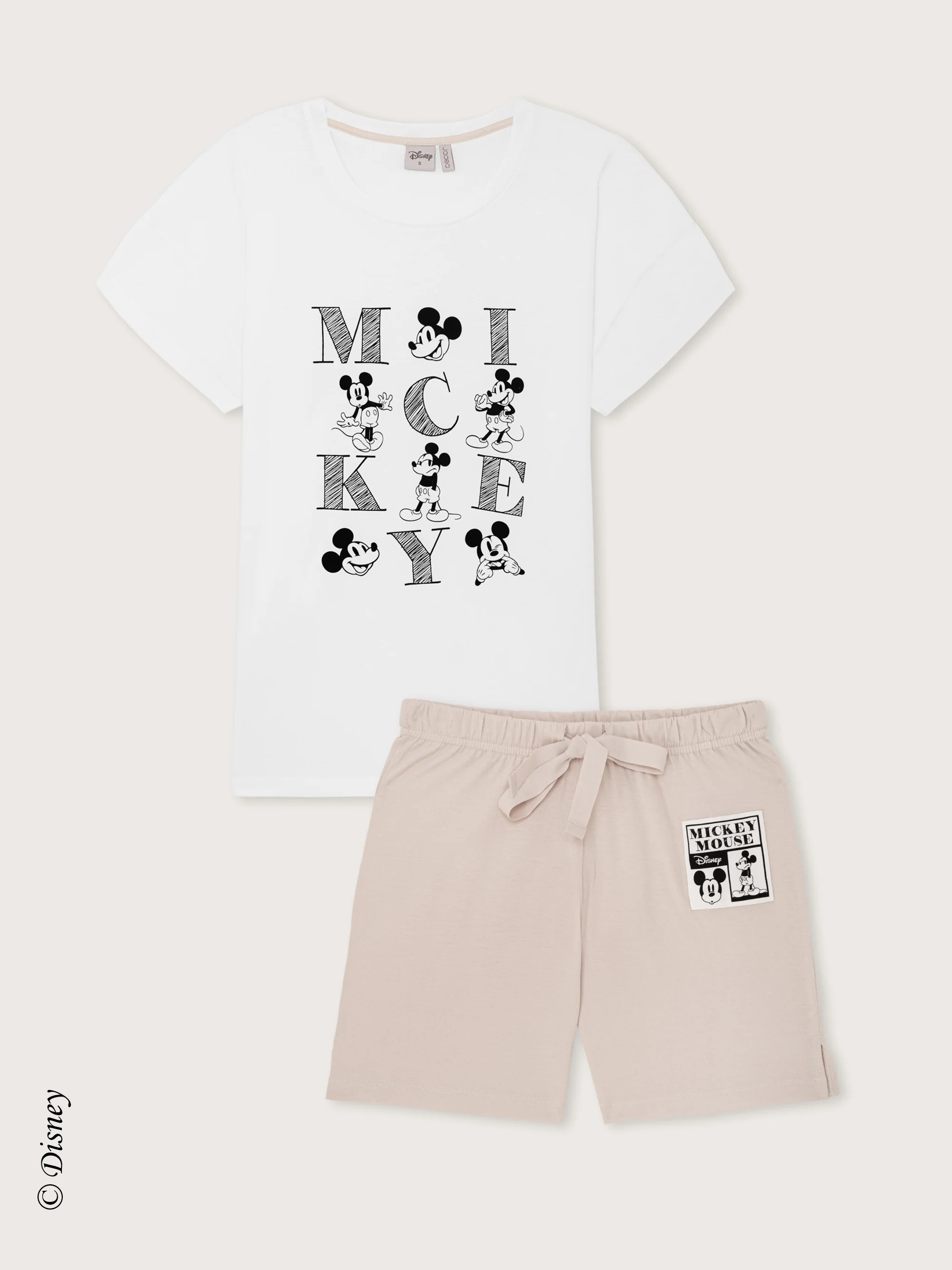 Pigiama corto aperto in cotone stampa Mickey Mouse serie Disney - Image 4