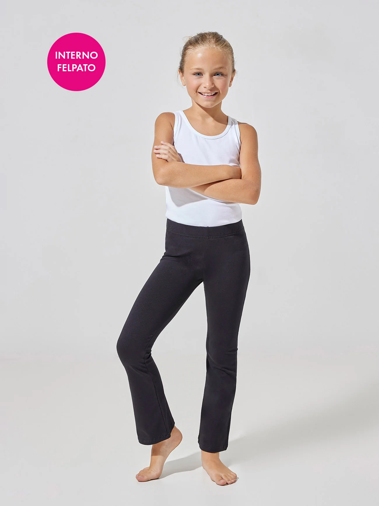 Pantaleggings bambina a zampa in cotone elasticizzato con interno felpato - Image 4