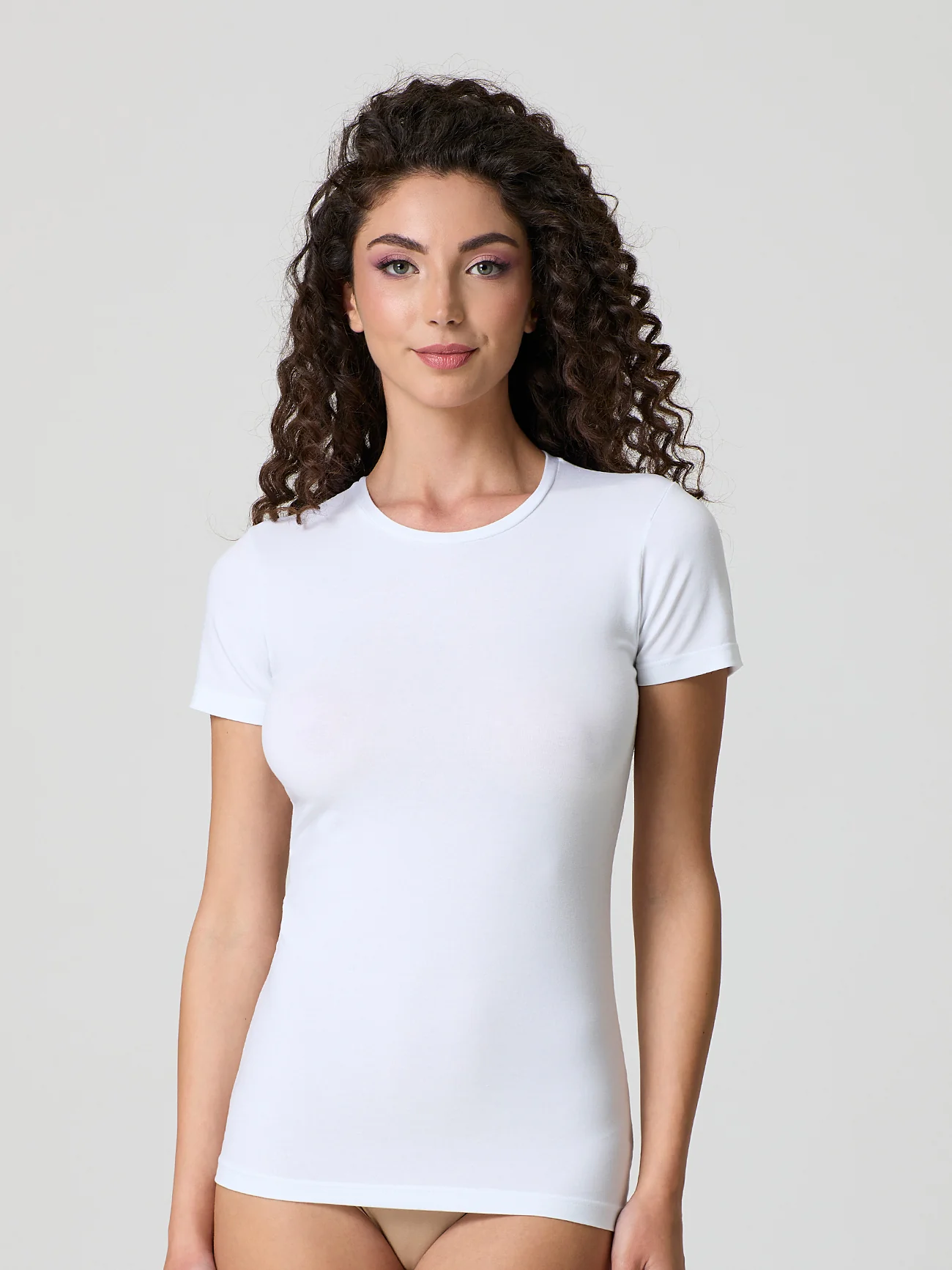 T-shirt a girocollo in cotone modal - Image 5