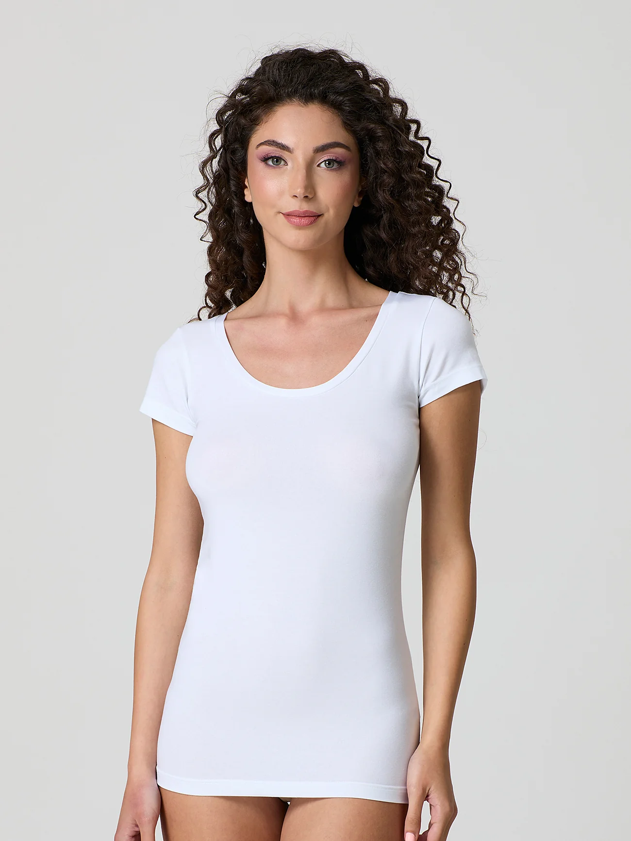 T-shirt scollo tondo in cotone modal - Image 5