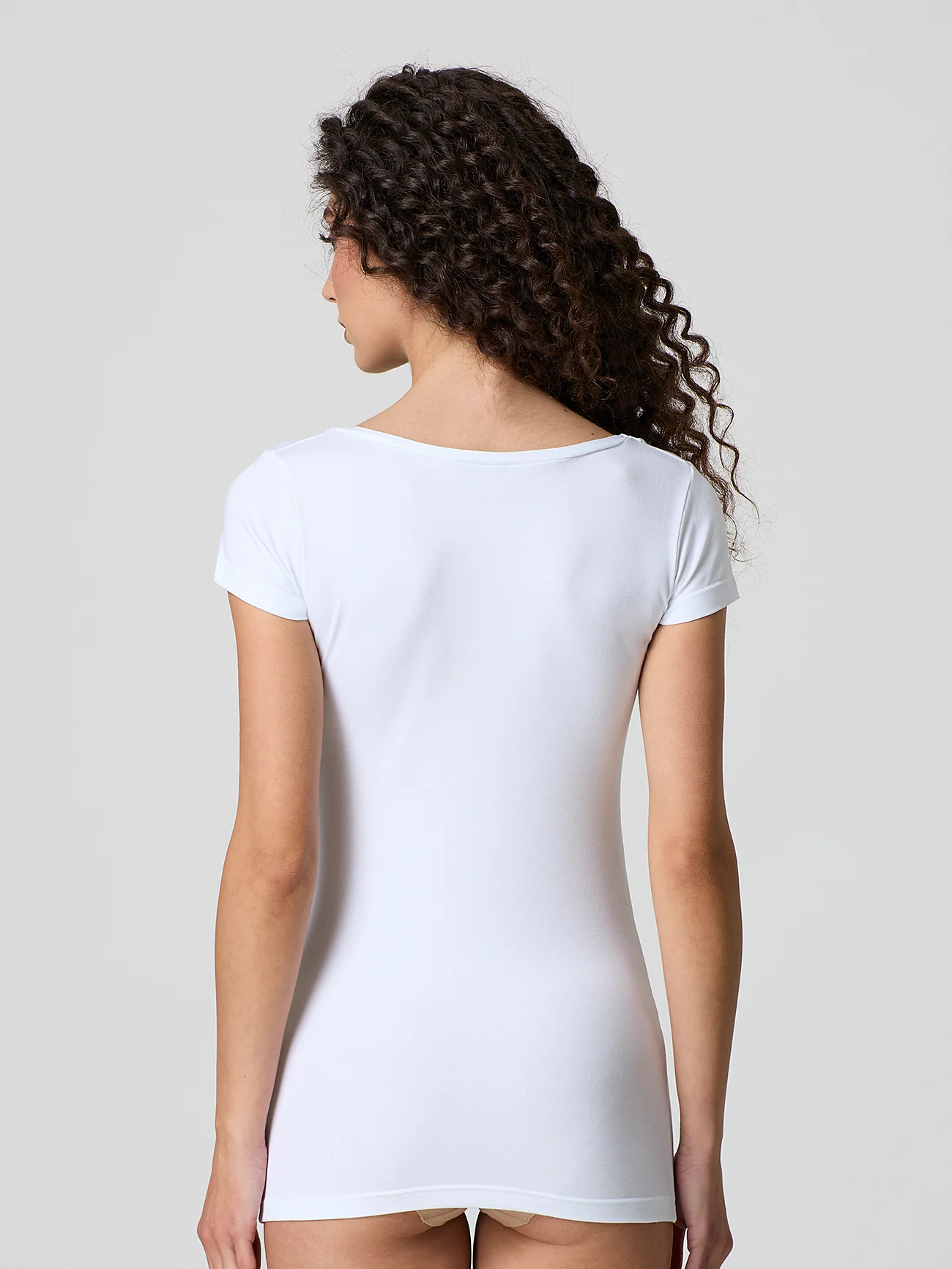 T-shirt scollo tondo in cotone modal - Image 6