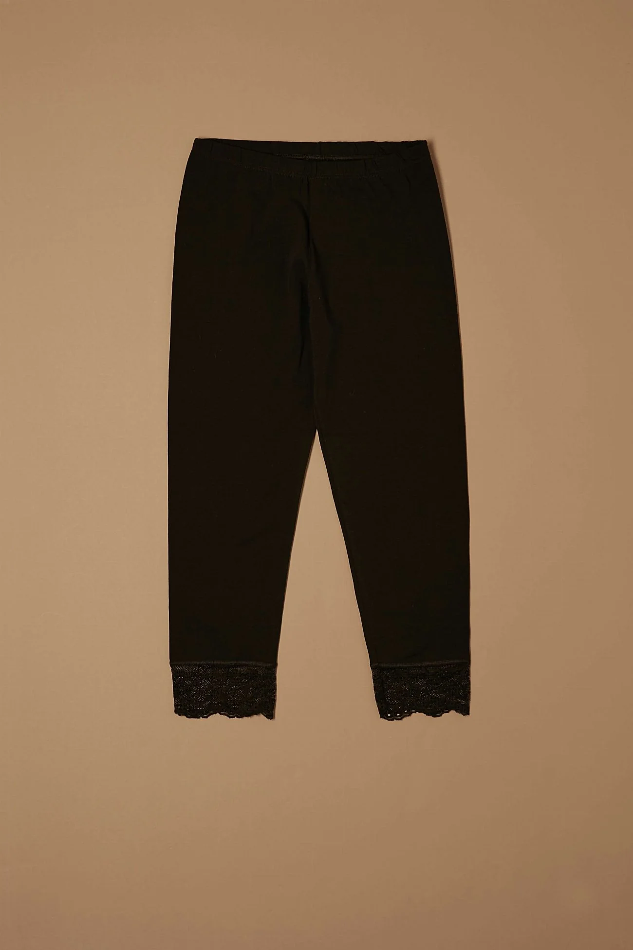 Leggings modello capri in fresco cotone con pizzo - Image 3
