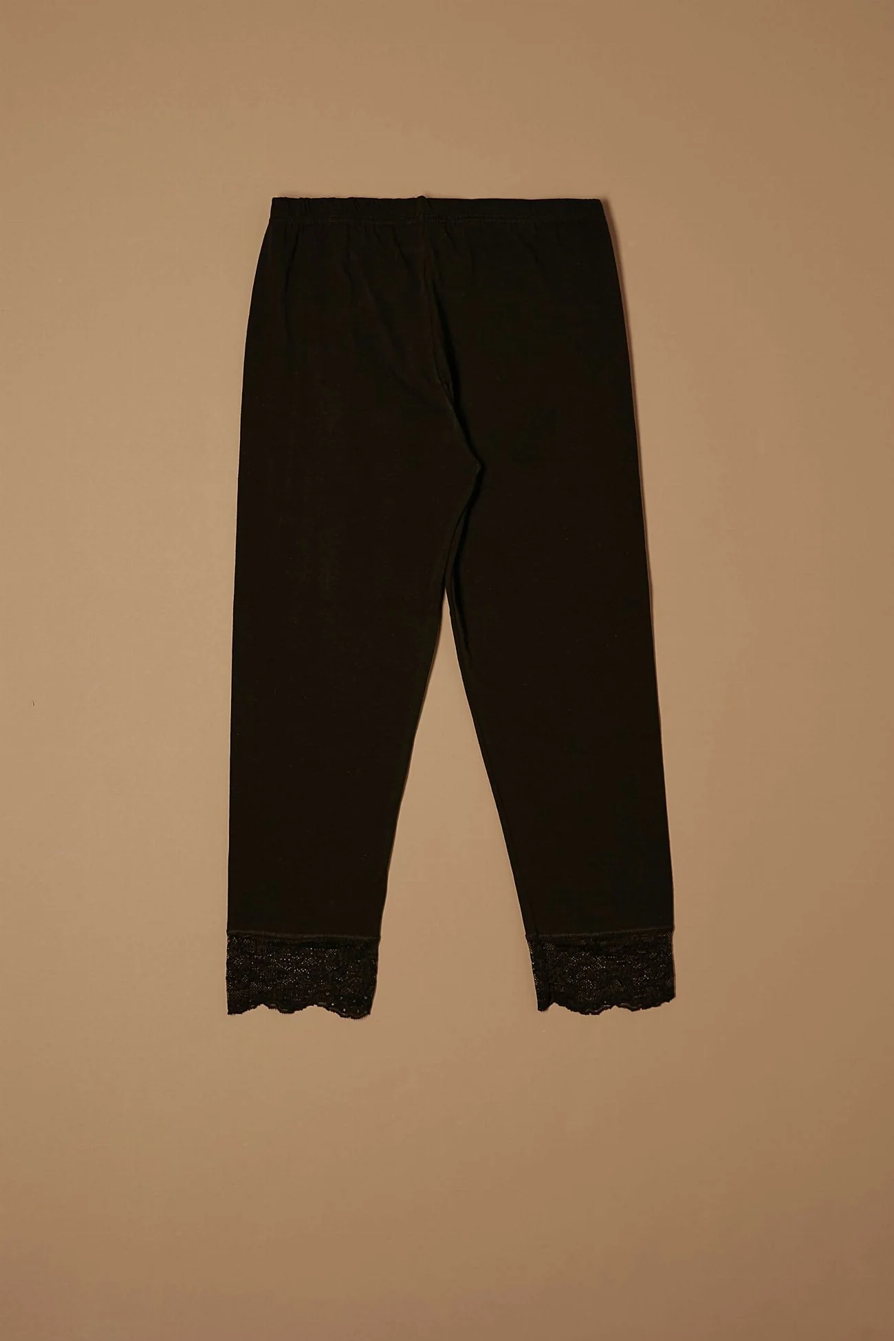 Leggings modello capri in fresco cotone con pizzo - Image 4