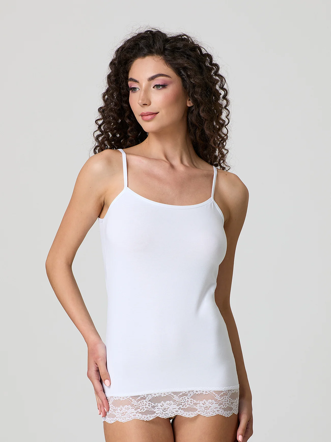 Top canotta con pizzo in cotone modal - Image 5