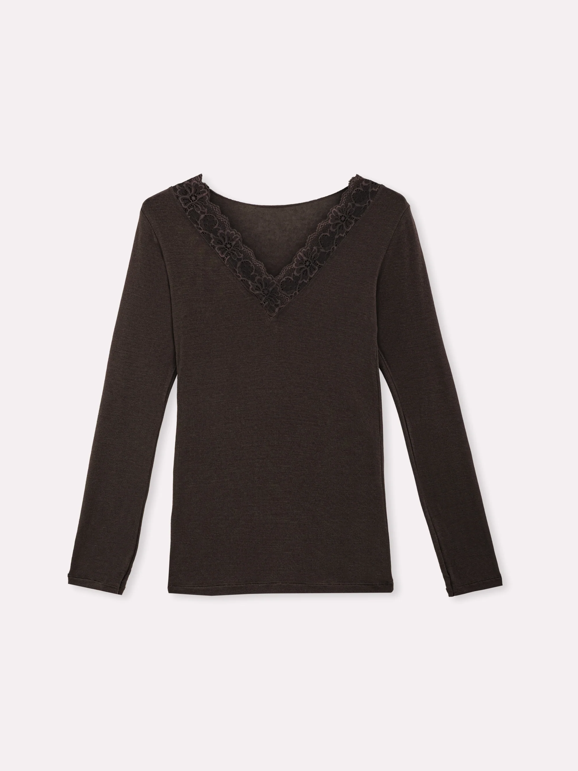 Maglia cashmere scollo a "v" con pizzo - Image 18