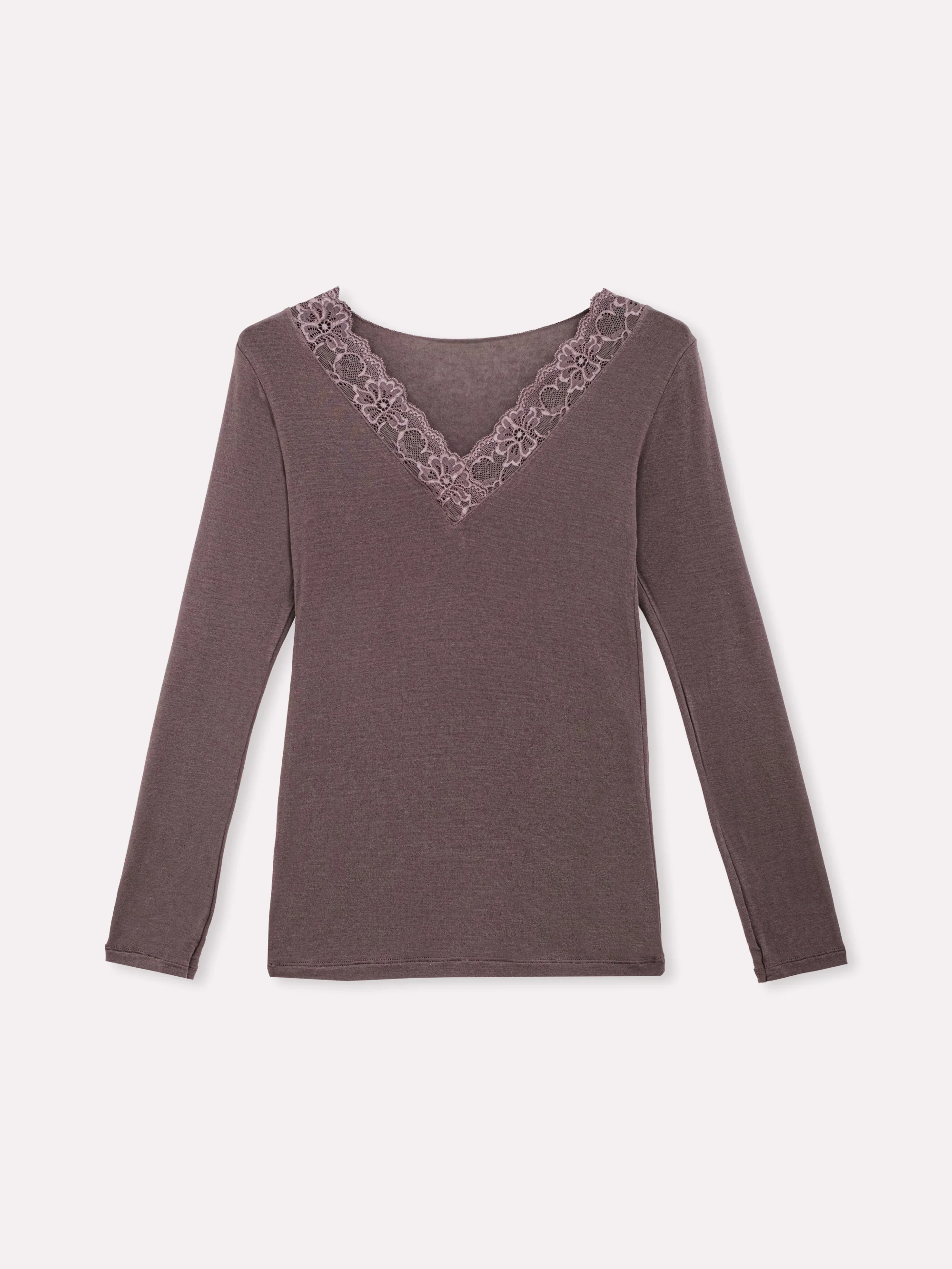 Maglia cashmere scollo a "v" con pizzo - Image 23