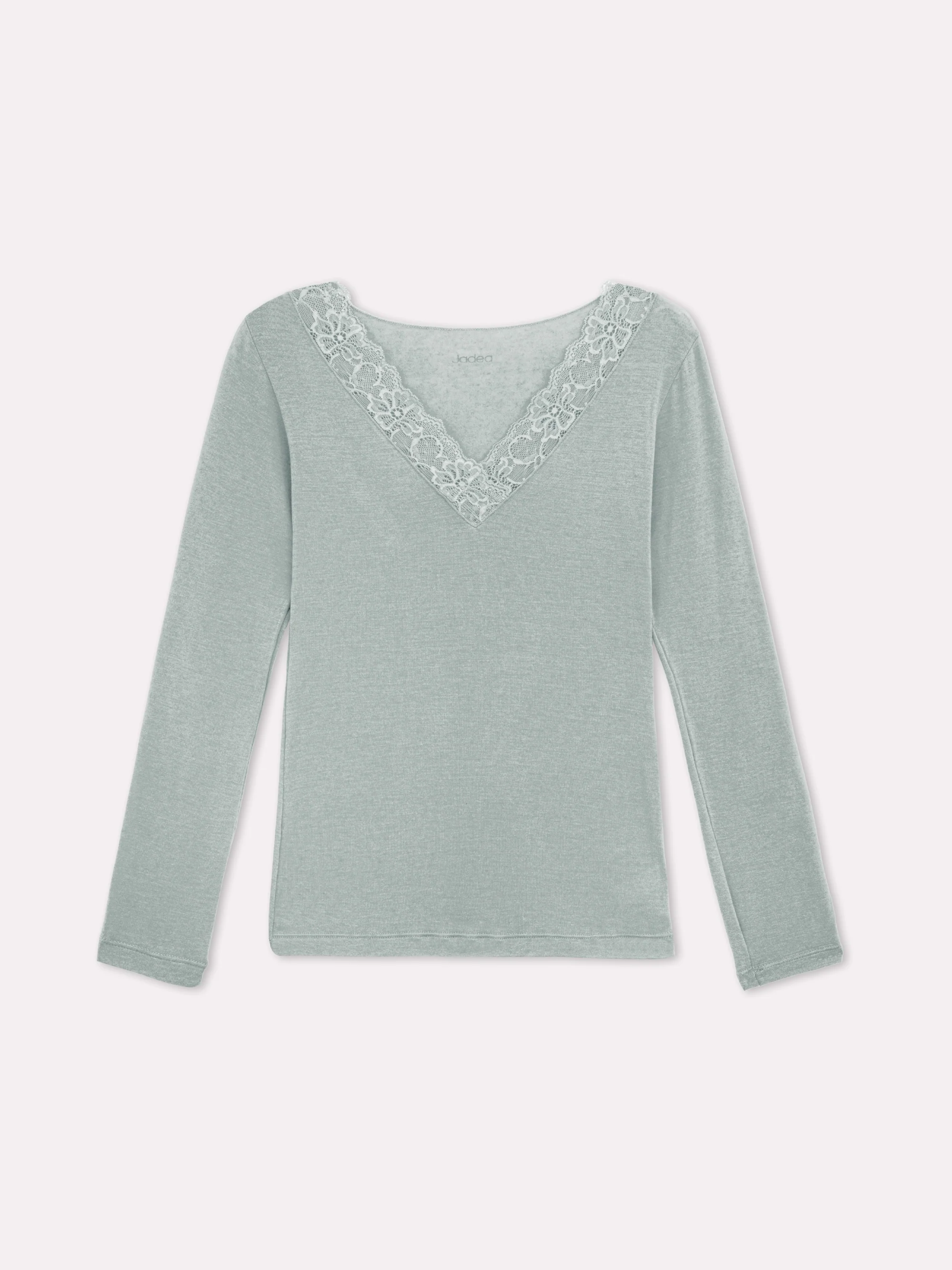 Maglia cashmere scollo a "v" con pizzo - Image 4