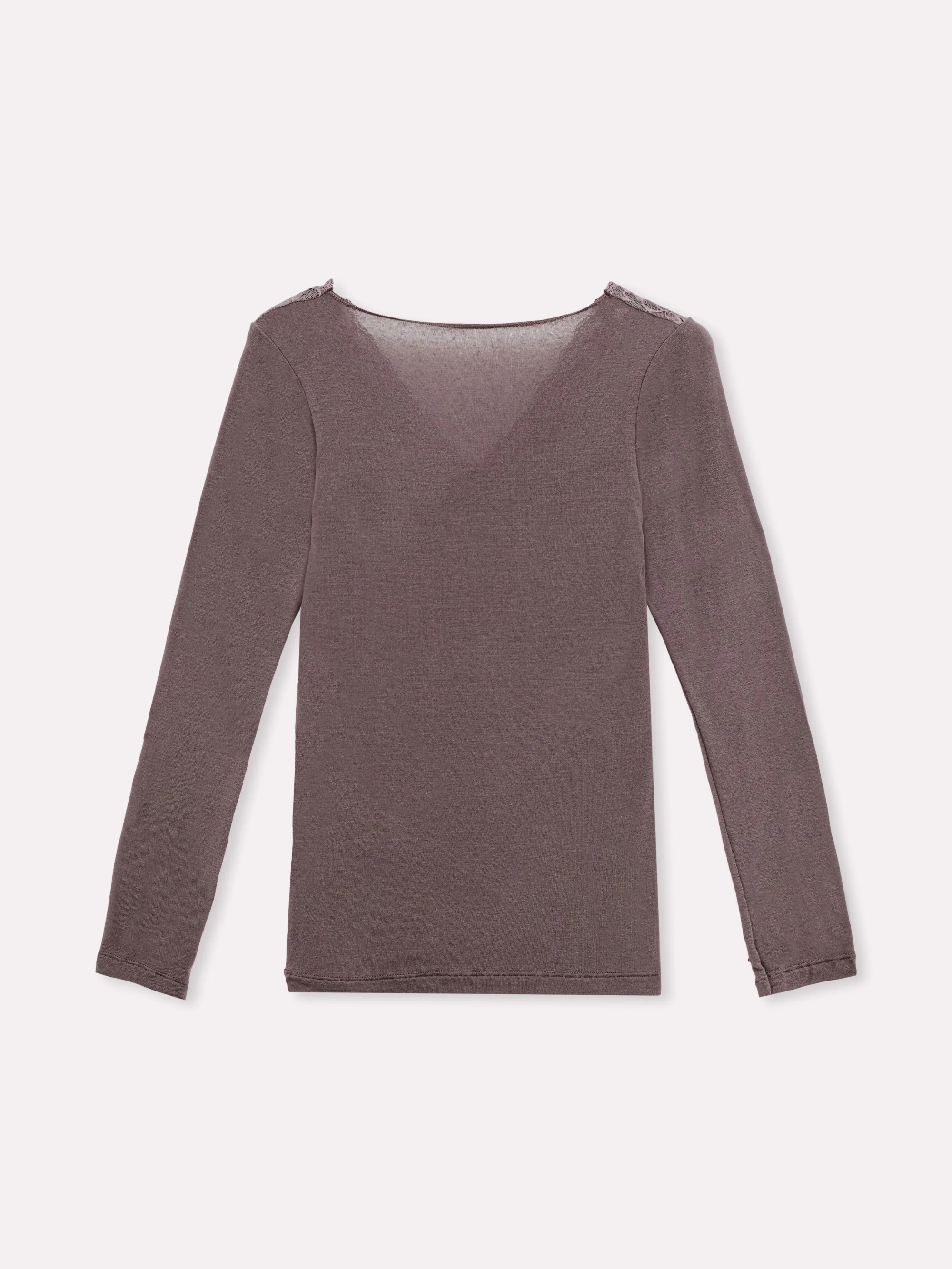Maglia cashmere con scollo a "v" e inserto in pizzo - Image 15