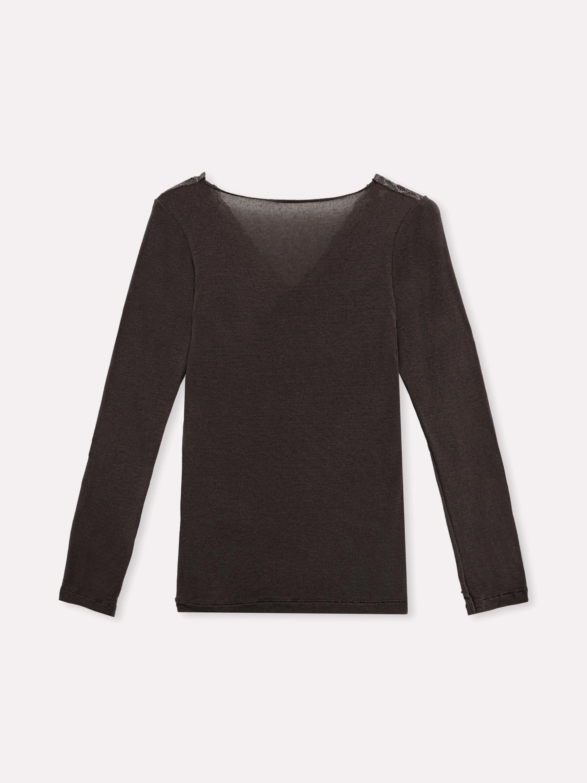 Maglia cashmere con scollo a "v" e inserto in pizzo - Image 20