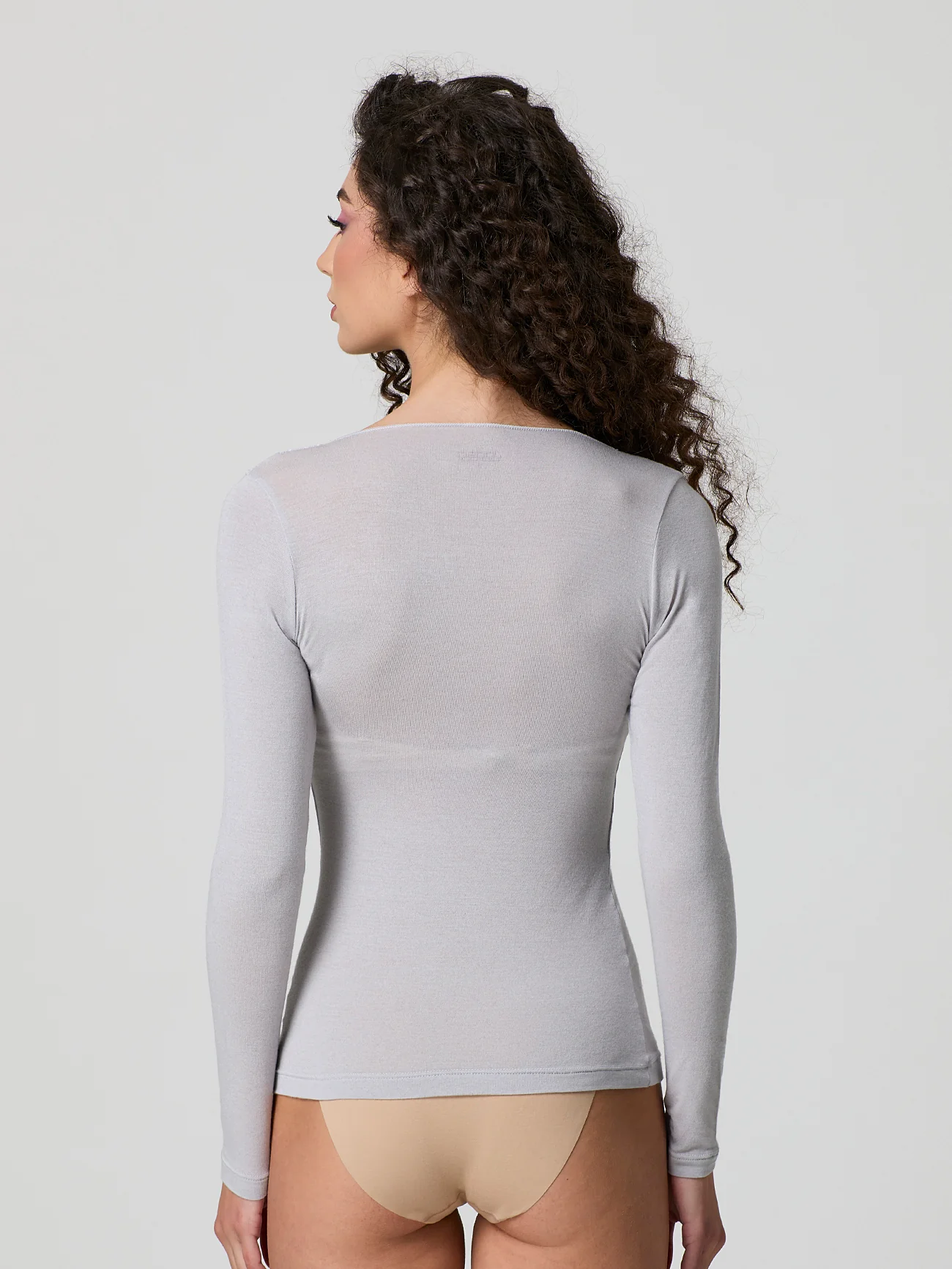 Maglia cashmere con scollo a "v" e inserto in pizzo - Image 3