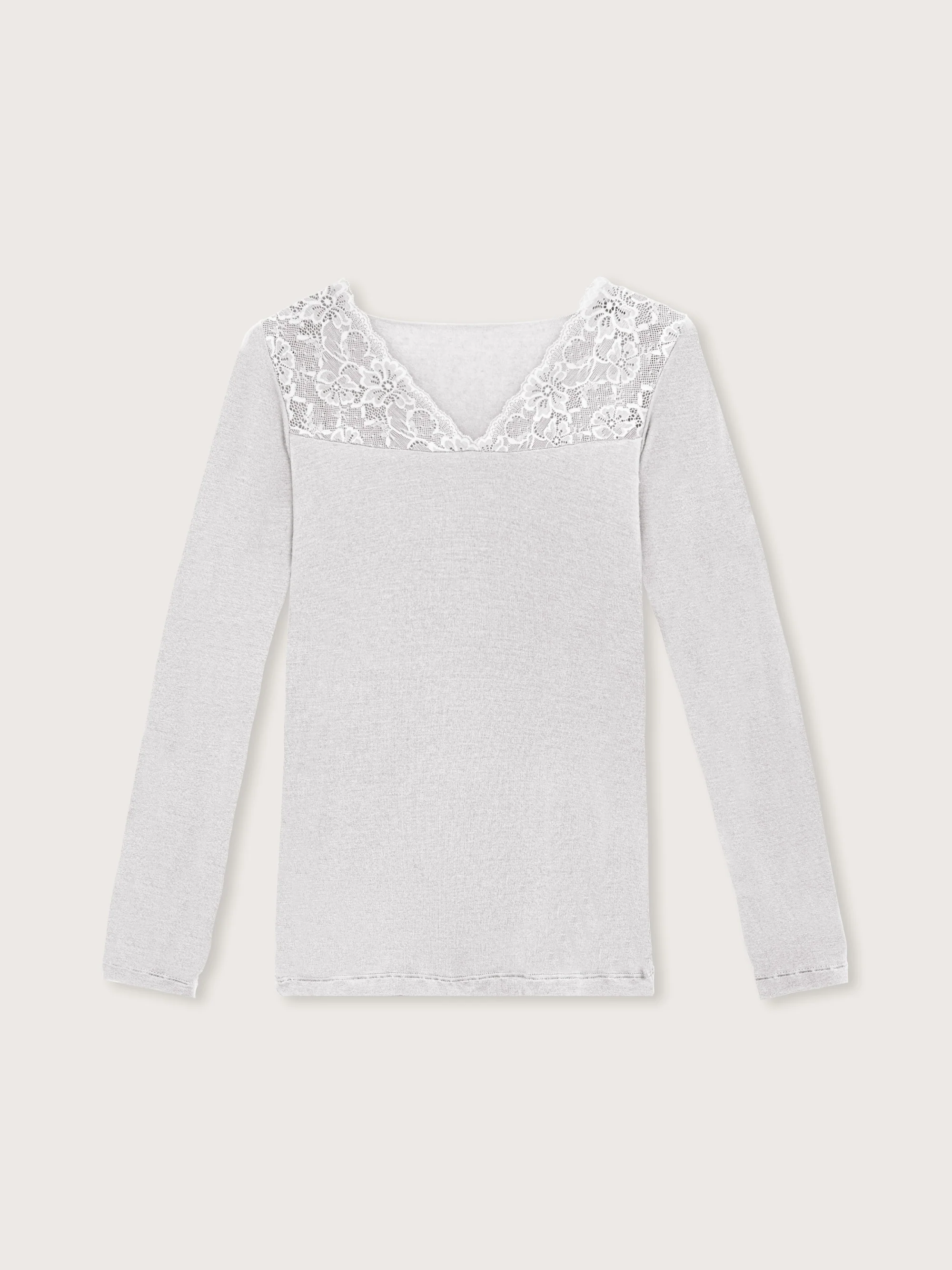 Maglia cashmere con scollo a "v" e inserto in pizzo - Image 4