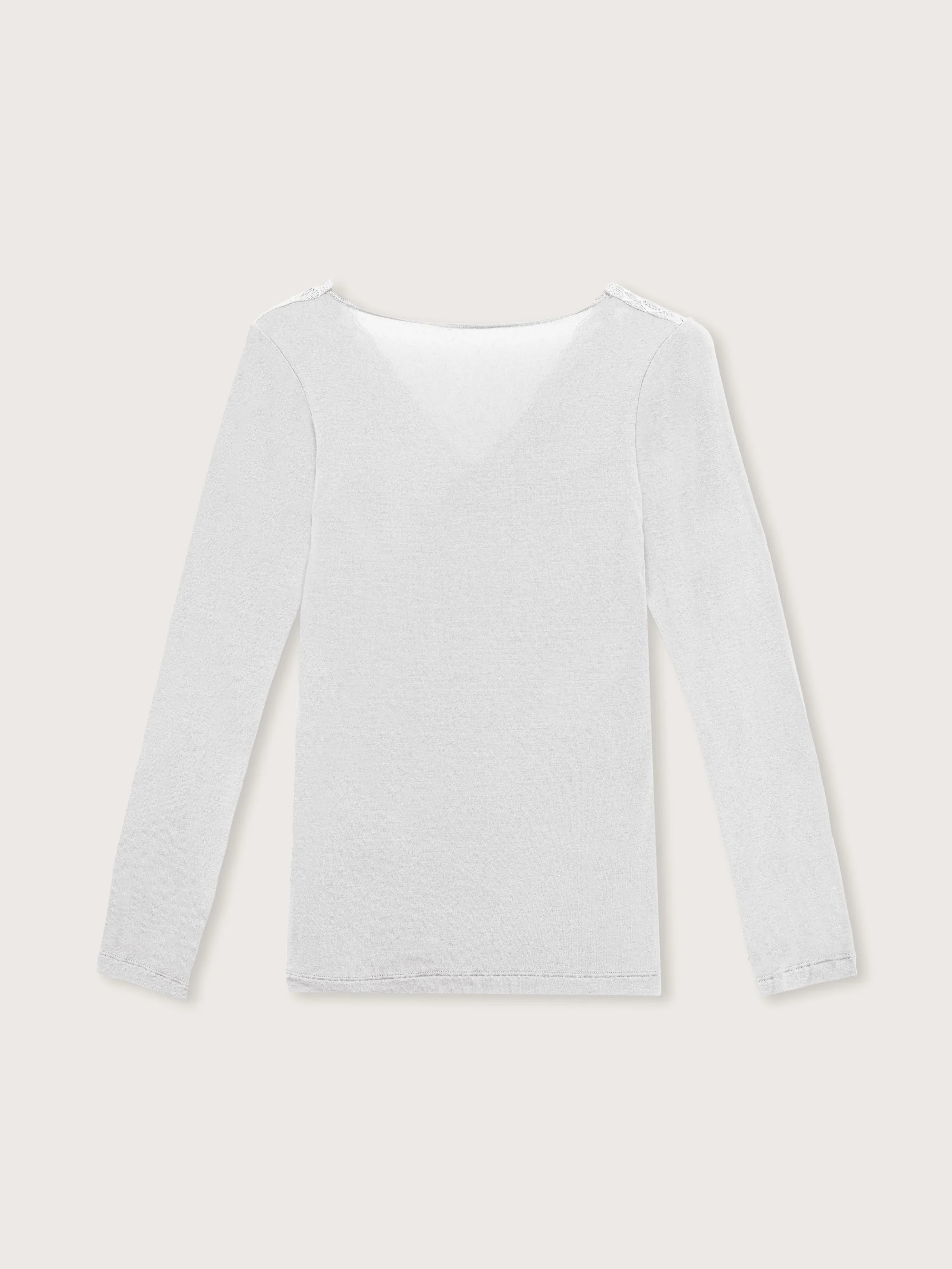 Maglia cashmere con scollo a "v" e inserto in pizzo - Image 5