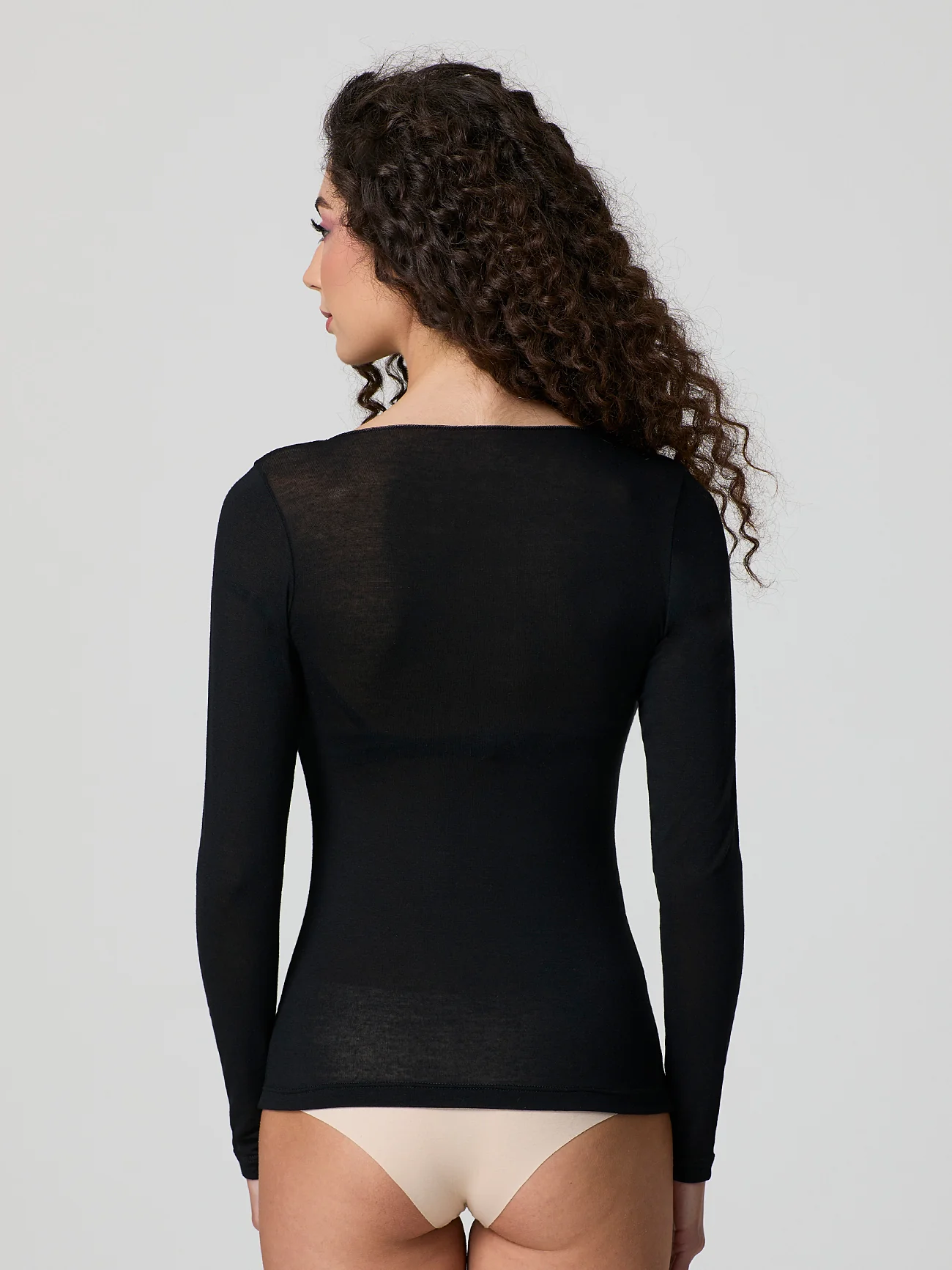 Maglia cashmere con scollo a "v" e inserto in pizzo - Image 8