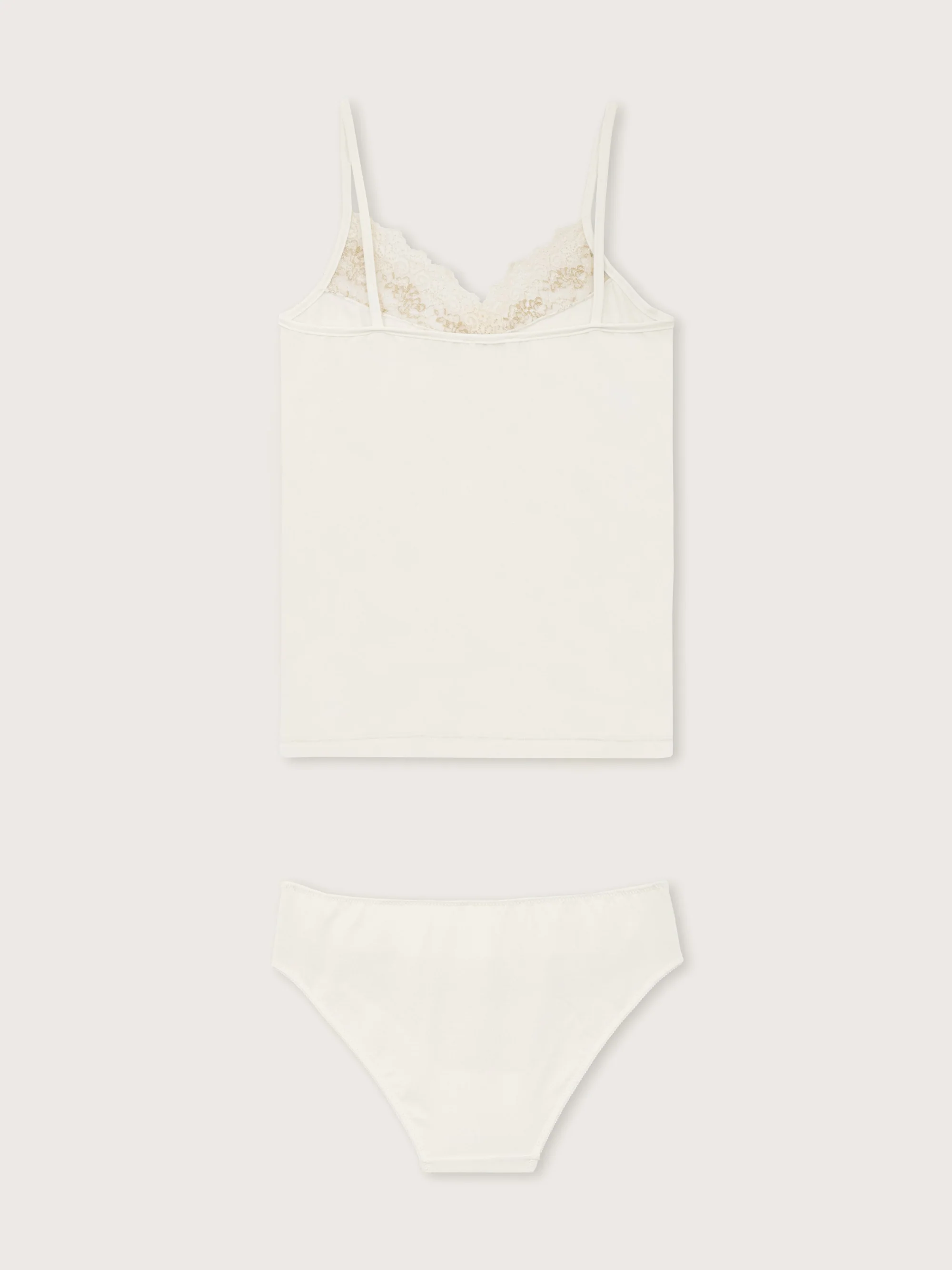 Coordinato top e slip in cotone elasticizzato e pizzo serie Alma - Image 3