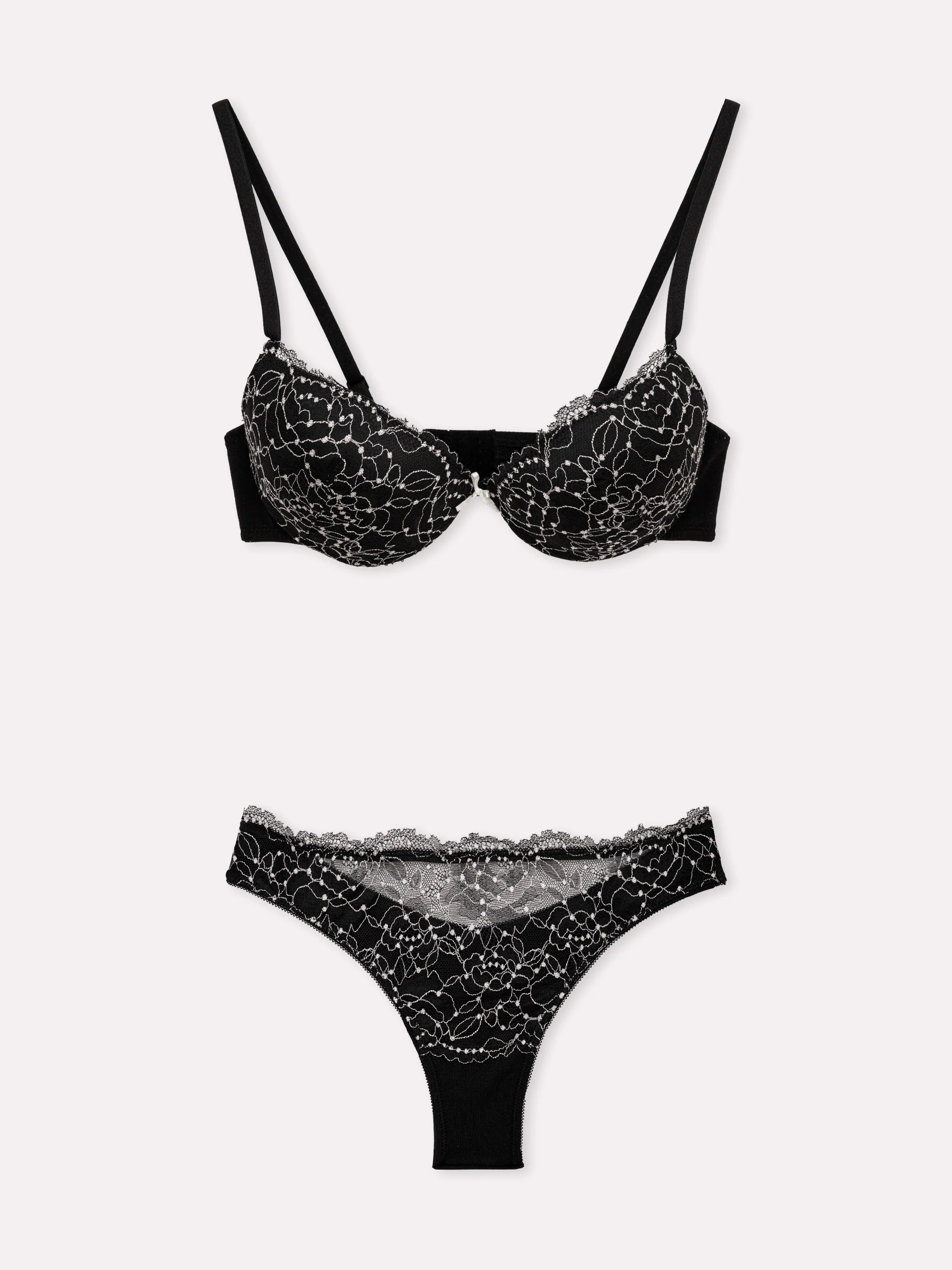 Coordinato push up e brasiliana con pizzo a contrasto serie Clio - Image 5