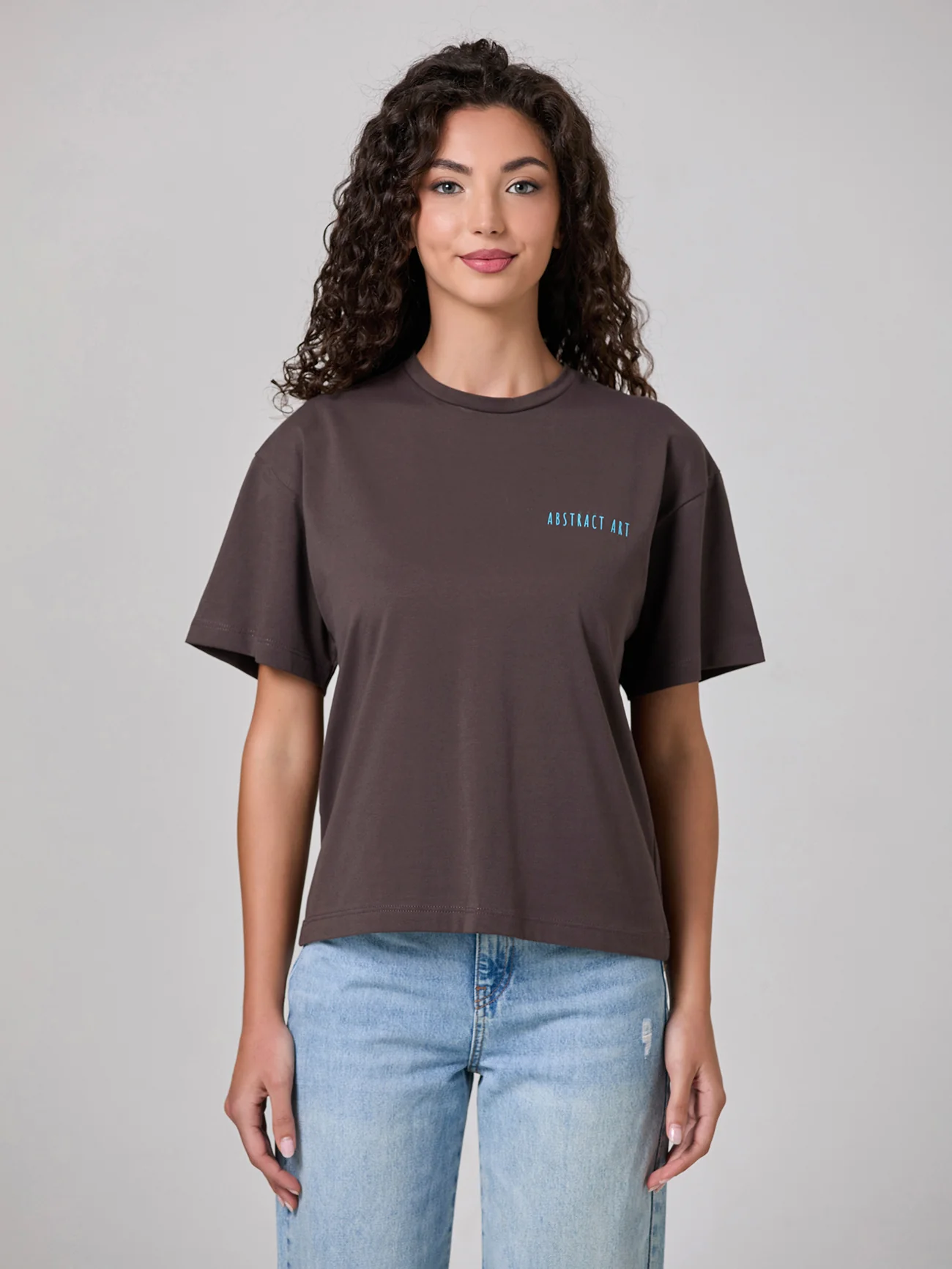 T-shirt oversize 100% cotone con stampa fiore astratto - Image 10
