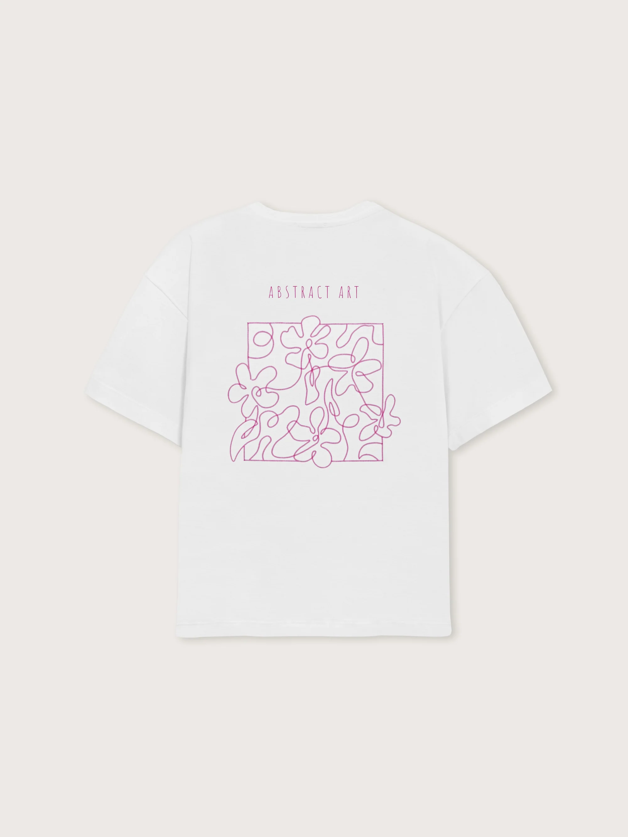 T-shirt oversize 100% cotone con stampa fiore astratto - Image 4