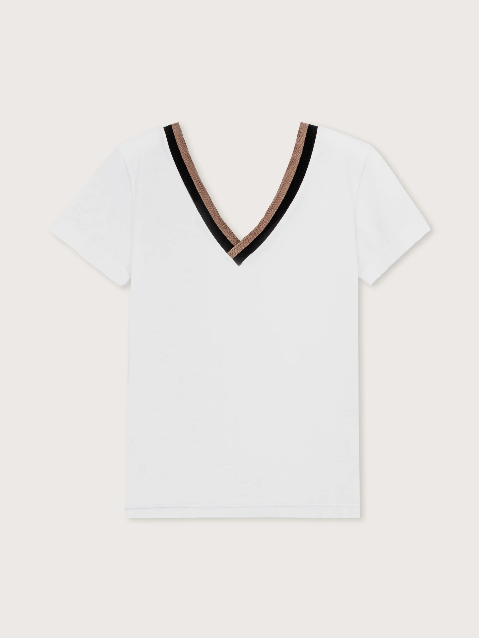 Maglia con scollo a v bicolore - Image 3