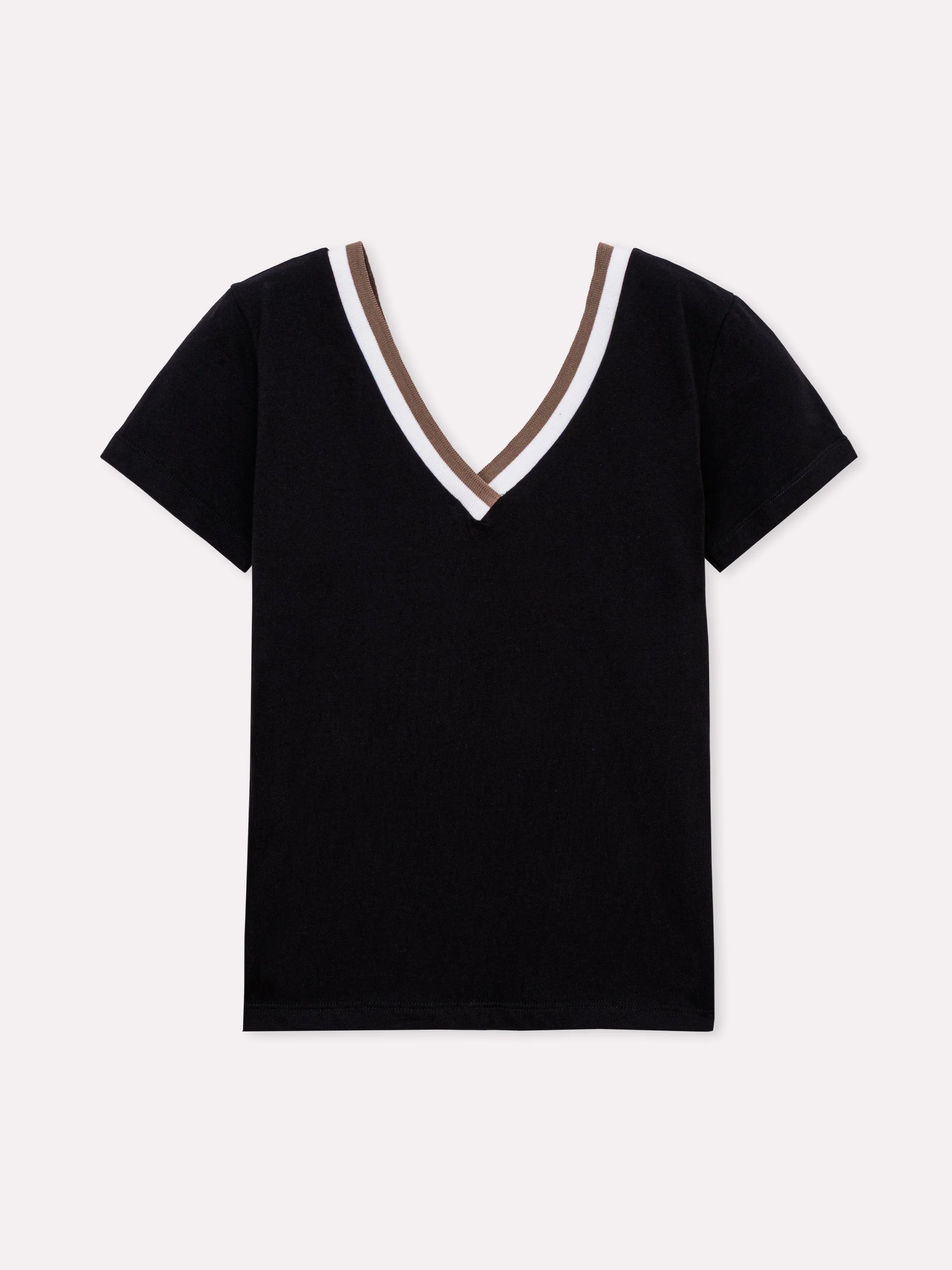 Maglia con scollo a v bicolore - Image 7