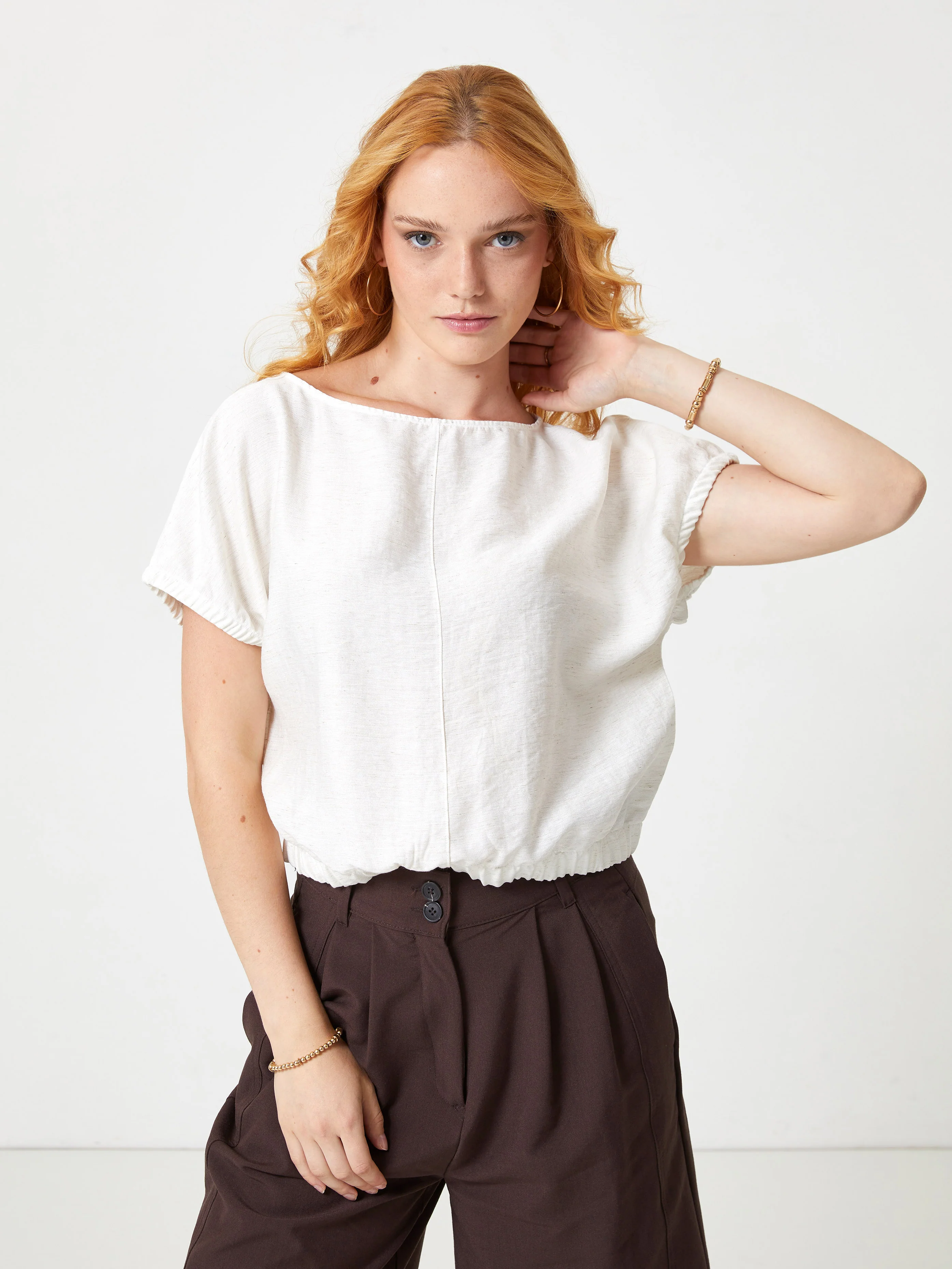 Maglia misto lino con scollo a barca - Image 6