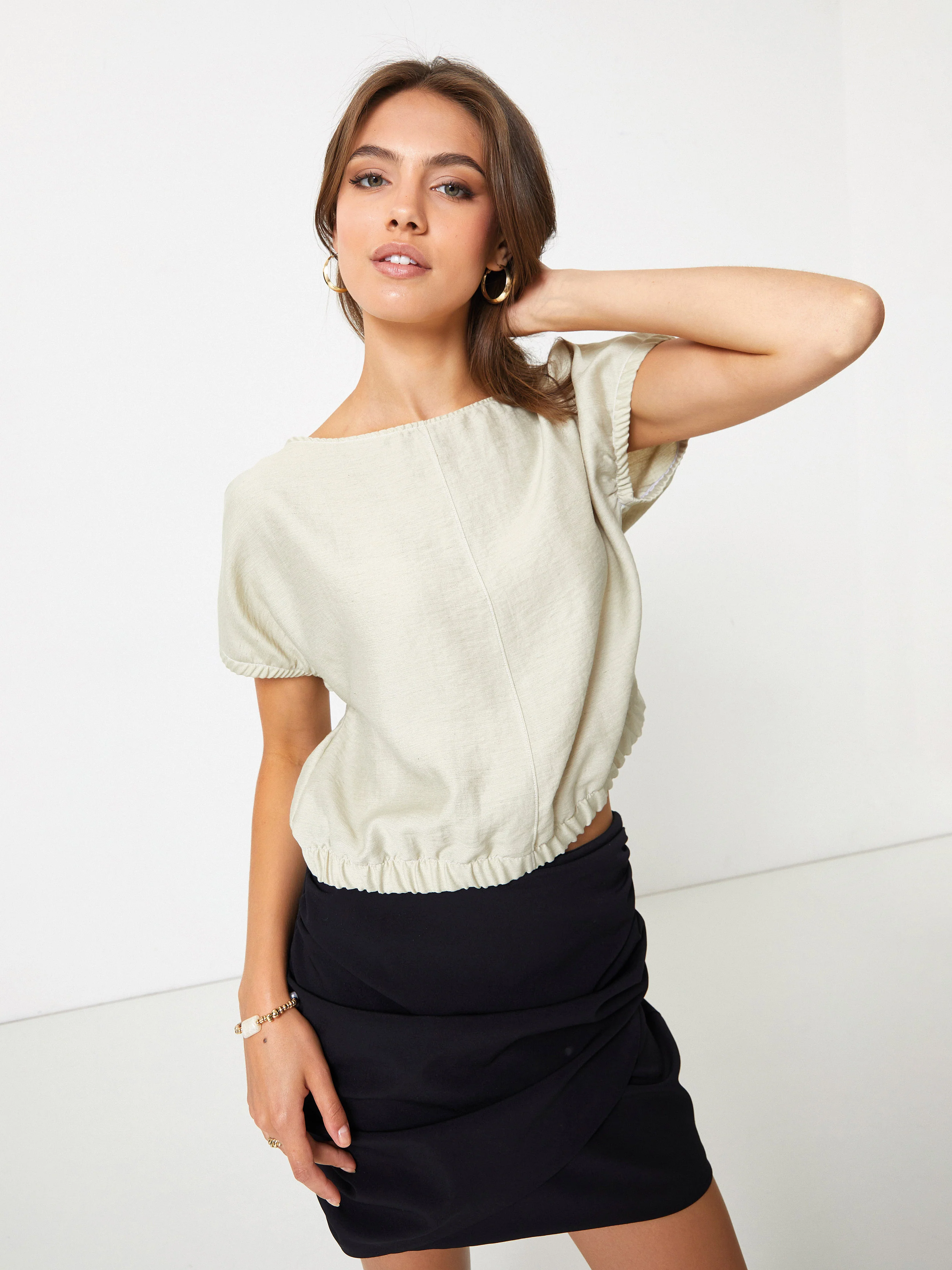 Maglia misto lino con scollo a barca - Image 9