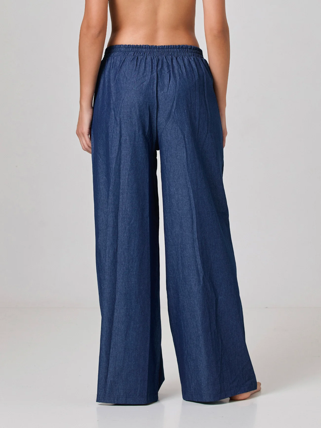 Pantalone largo trama jeans - Image 3