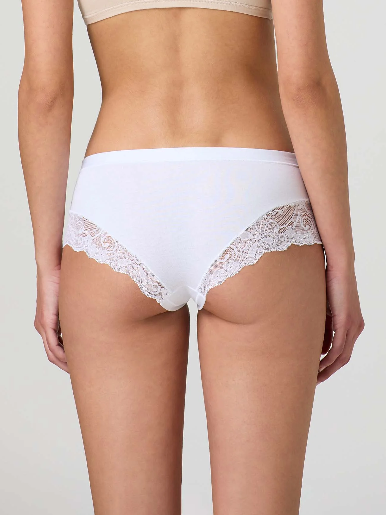 Slip short in cotone modal con fascia e pizzo - Image 3