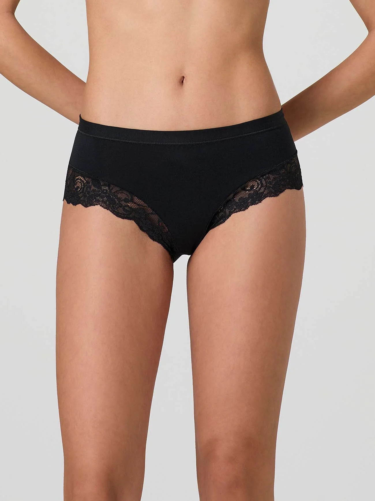 Slip short in cotone modal con fascia e pizzo - Image 7
