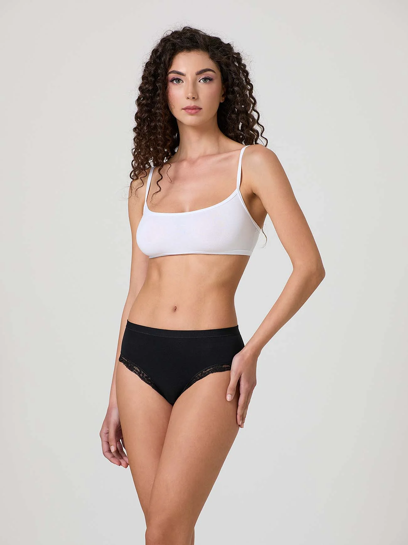 Midi in cotone modal con fascia e pizzo - Image 6