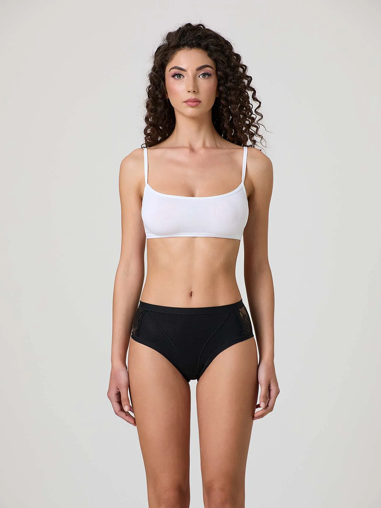 Midi in cotone modal con fascia e pizzo laterale - Image 6