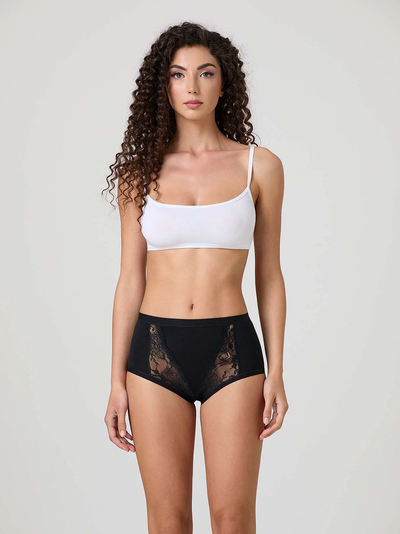 Culotte in cotone modal con fascia e inserti in pizzo - Image 6