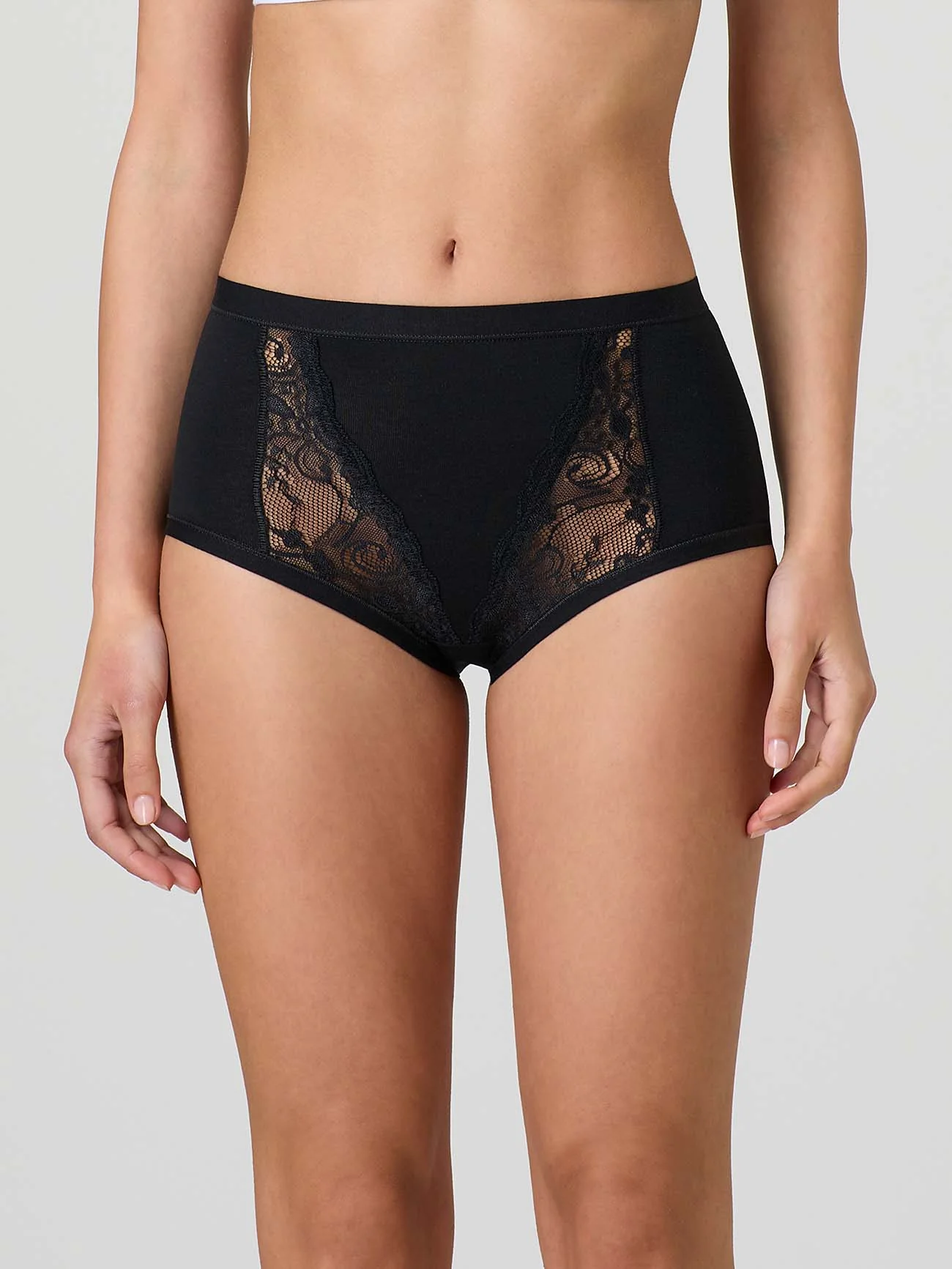 Culotte in cotone modal con fascia e inserti in pizzo - Image 7